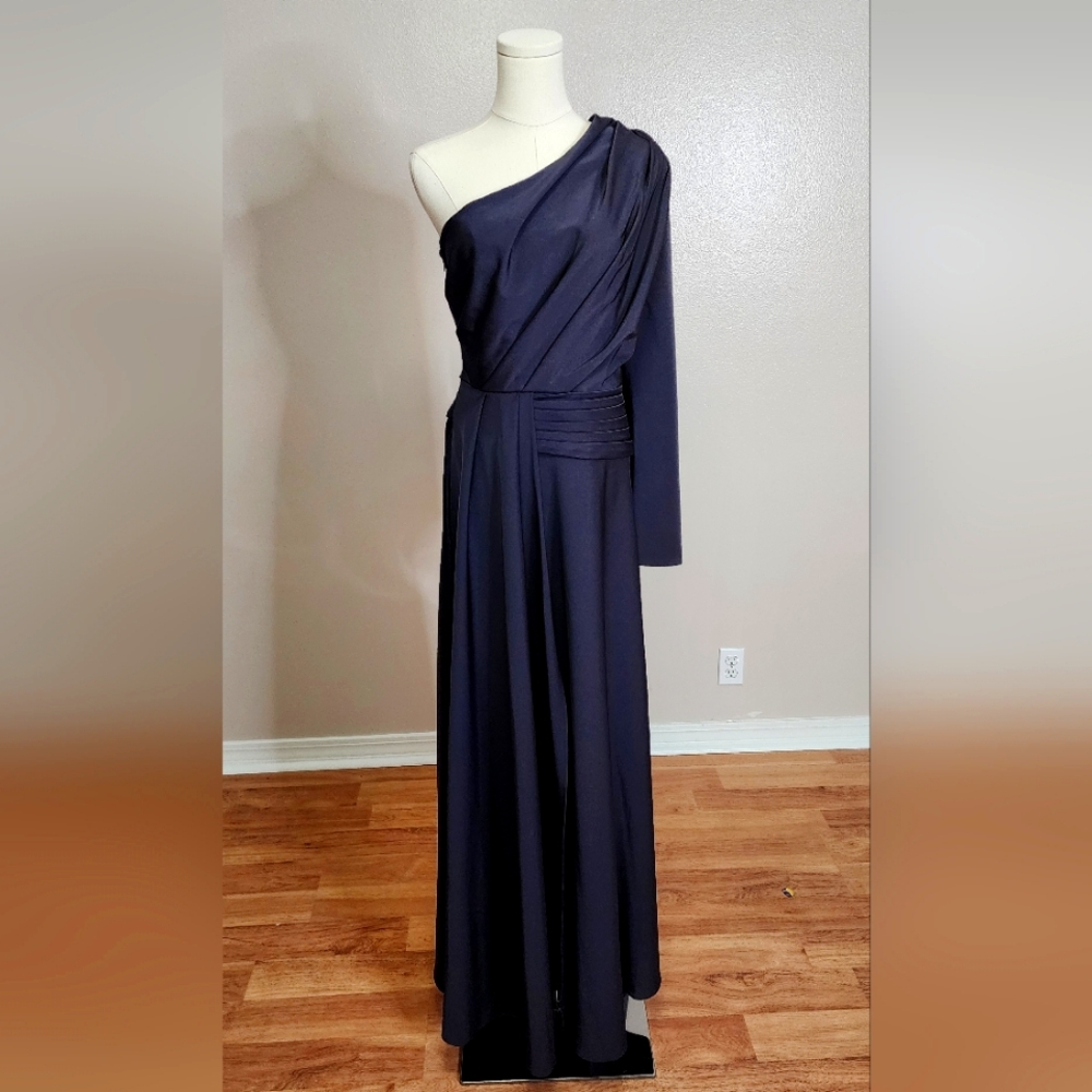 Kay Unger New York One-Shoulder Navy Gown - Mother of the Bride Dress, Ball Gown